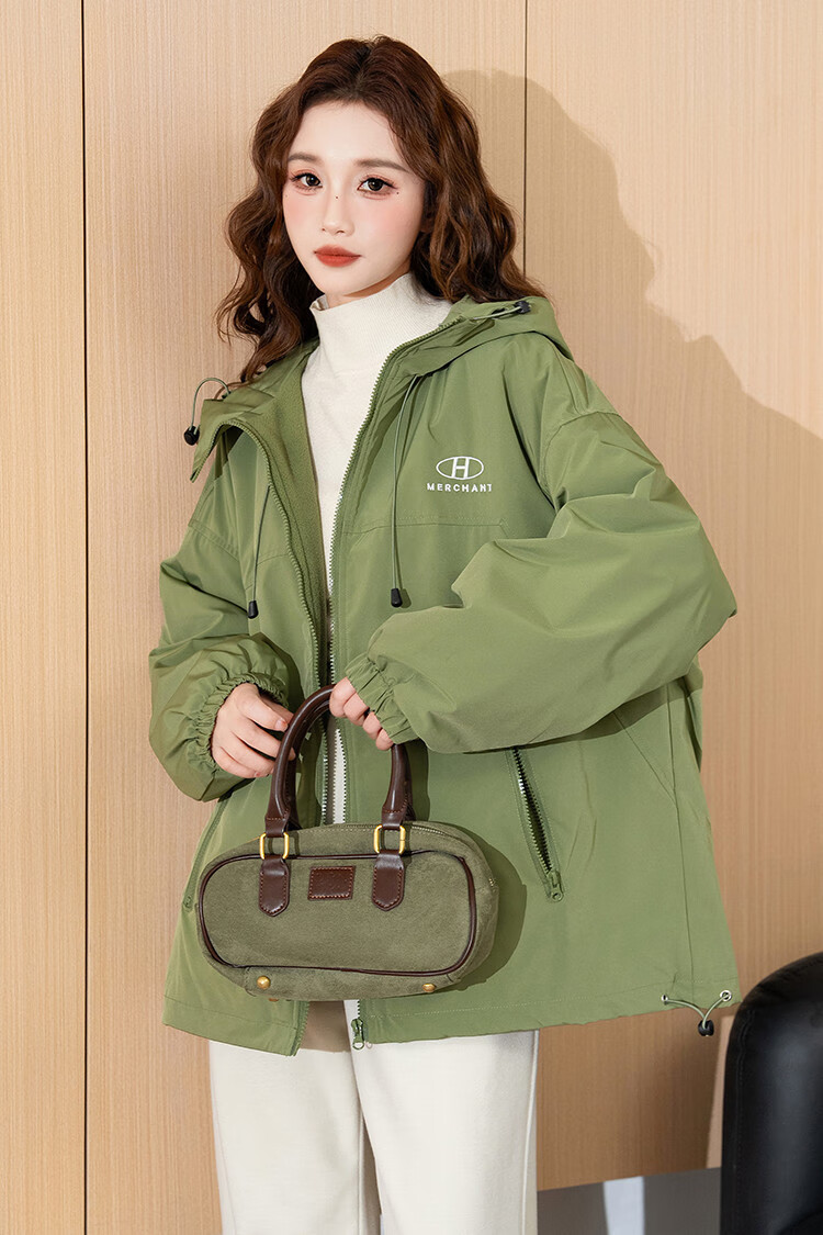 TonLion 2025 Autumn Women's Hooded Three-Proof Composite Fleece Work Jacket 5