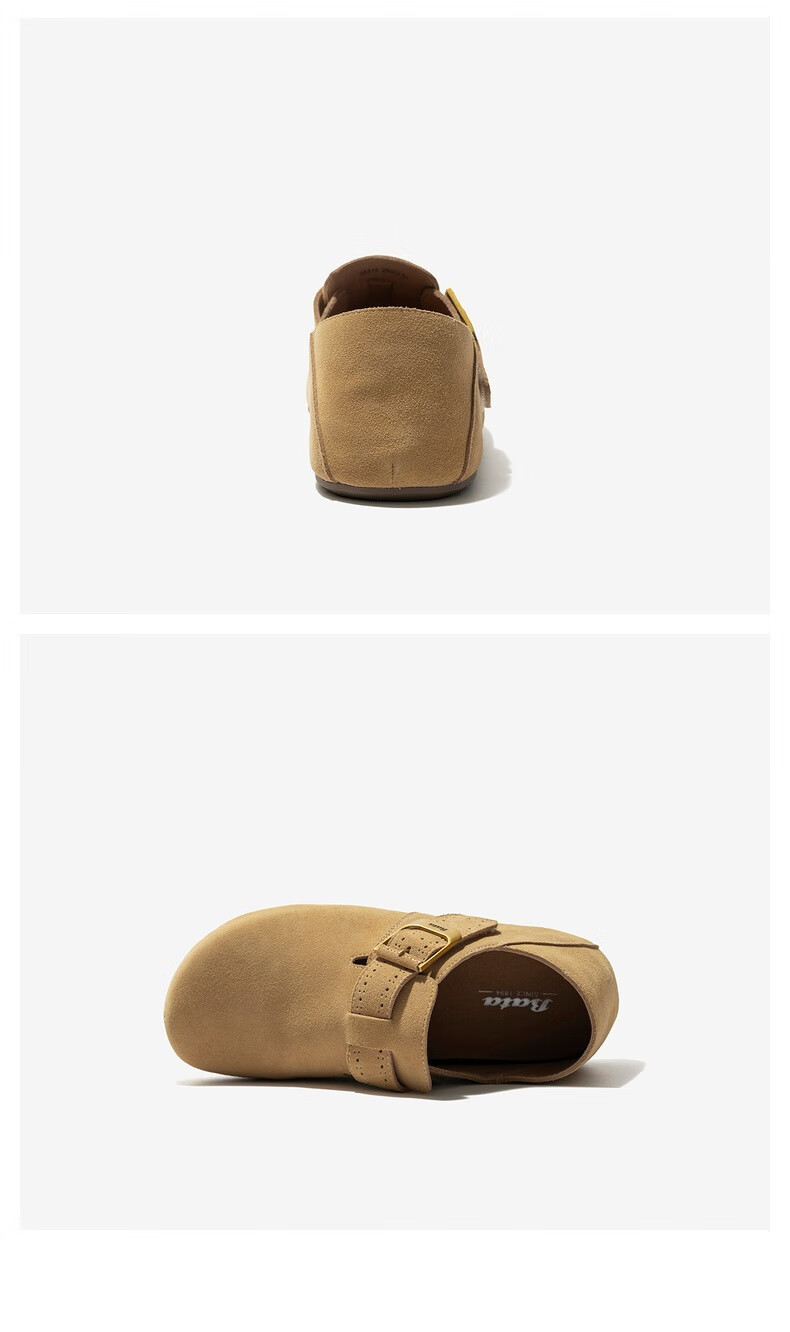 Bata Prince Qi Same Style Birkenstock Women's Autumn 2025 Mall Cow Split Leather Slip-On Dark Gray Suede Lining Size 38 12