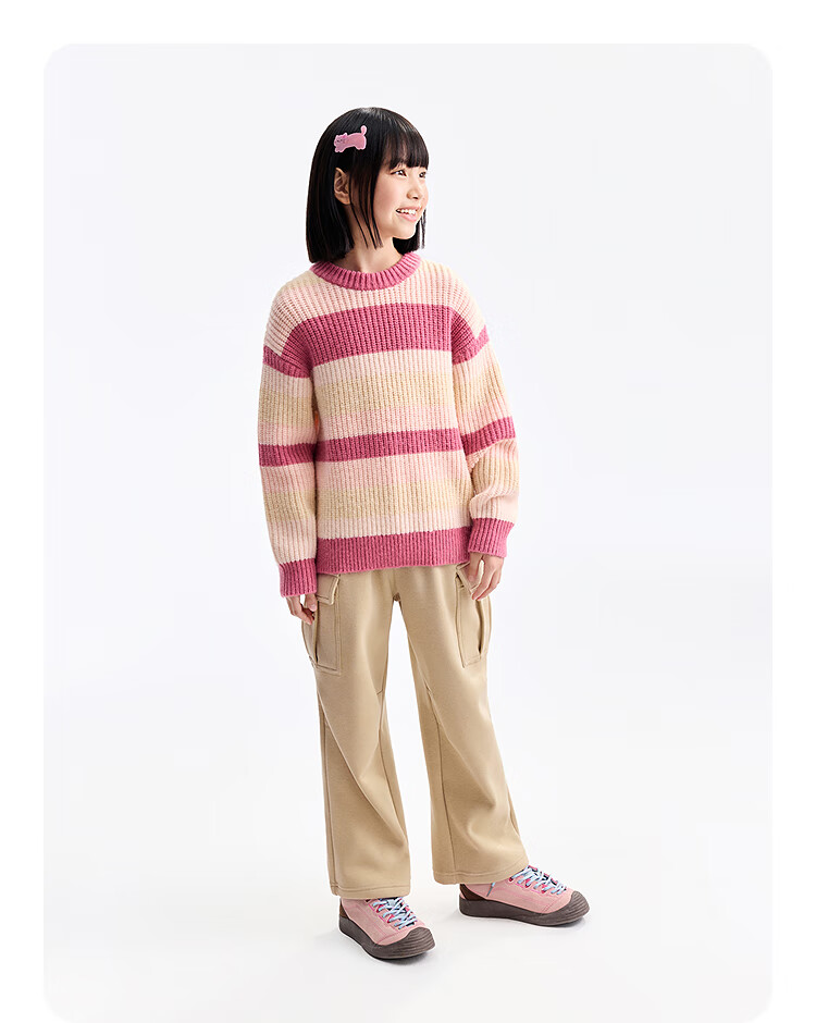 Annil Anti-Static Kids Fleece-Lined Pants Boys Girls Casual Trousers 2025 Winter New Stone Honey Coffee 150 5