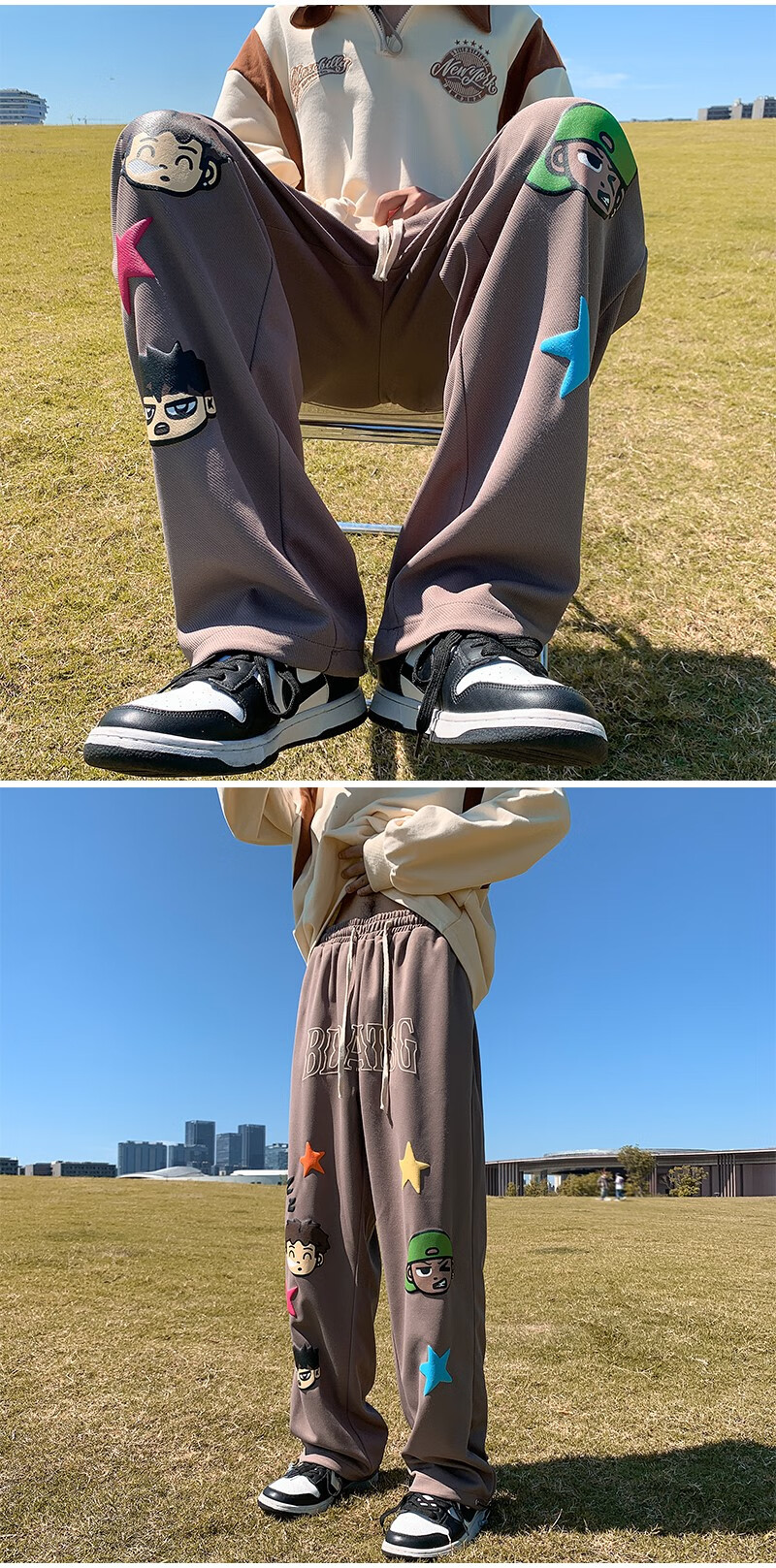 西海岸美式裤子ins高街潮牌运动直筒卫裤男hiphop嘻哈街舞休闲裤 绿色