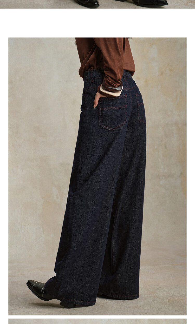 Giordano [Lu Zhengyi Star Edition] Autumn Winter Semi-Elastic Waist Natural Color Wide-Leg Jeans for Women 18415820 13
