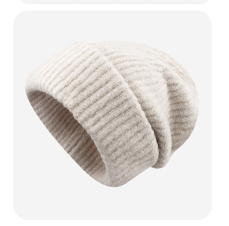 Woodpecker Women's Wool Knit Beanie Autumn Winter Warm Earflap Loose Thickened Wool Blend Hat 19