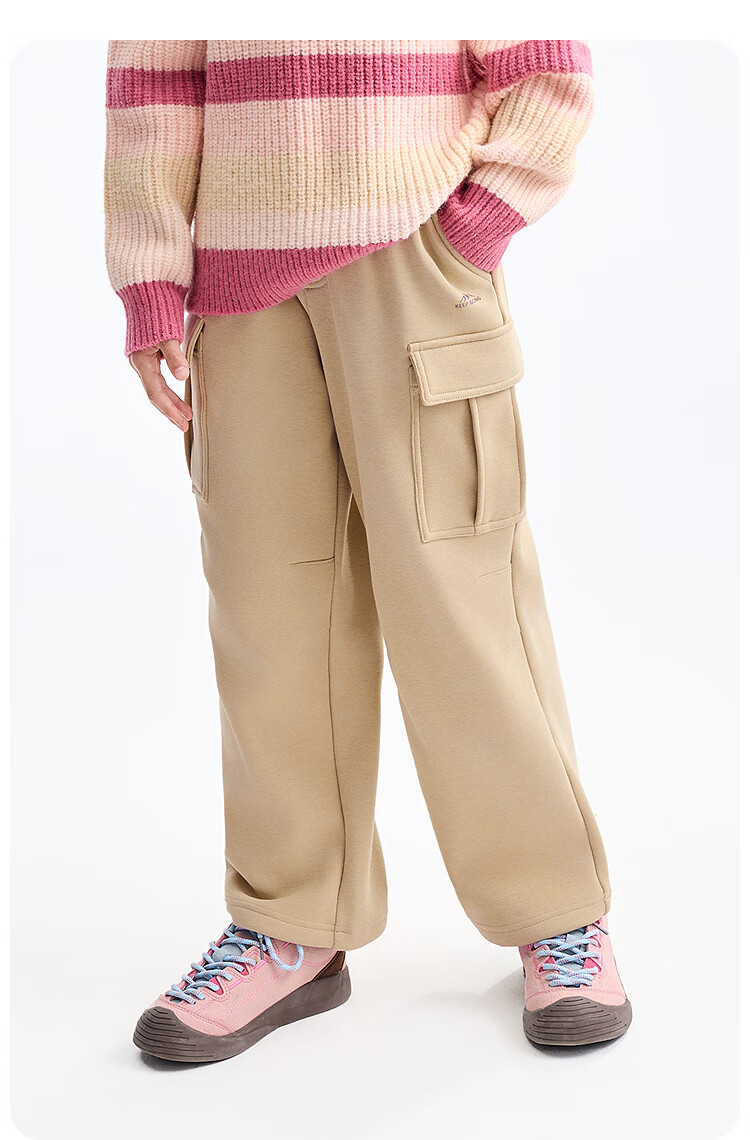 Annil Anti-Static Kids Fleece-Lined Pants Boys Girls Casual Trousers 2025 Winter New Stone Honey Coffee 150 6