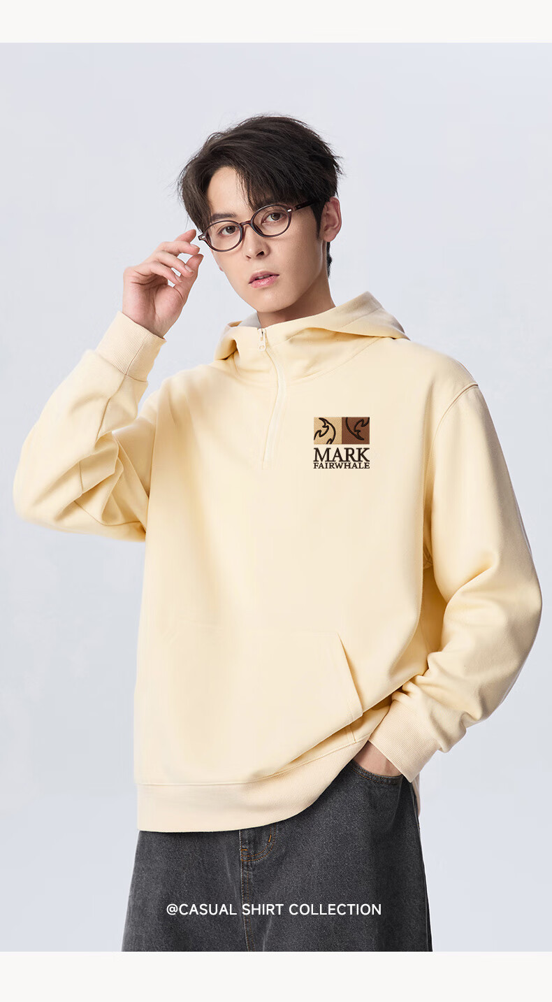 Mark Fairwhale Men's Hoodie Autumn Winter 2025 New Half-Zip American Style Loose Casual Pullover Wine Red XL 8