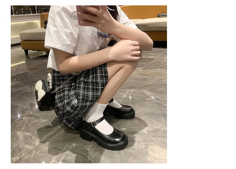 女学生鞋子日本高中生cosplay制服装黑色小皮鞋水手服校服 b款校园