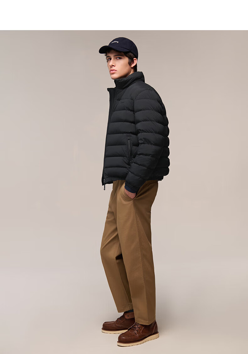 HAZZYS Men's Winter Goose Down Jacket Simple Casual Stand Collar Coat ASFZU0CDX09 11