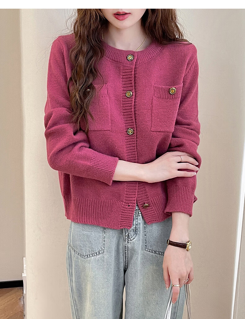 TonLion 2025 Autumn Winter New Small Fragrance Style Cardigan Sweater Women Round Neck Gentle Temperament Knitwear 12
