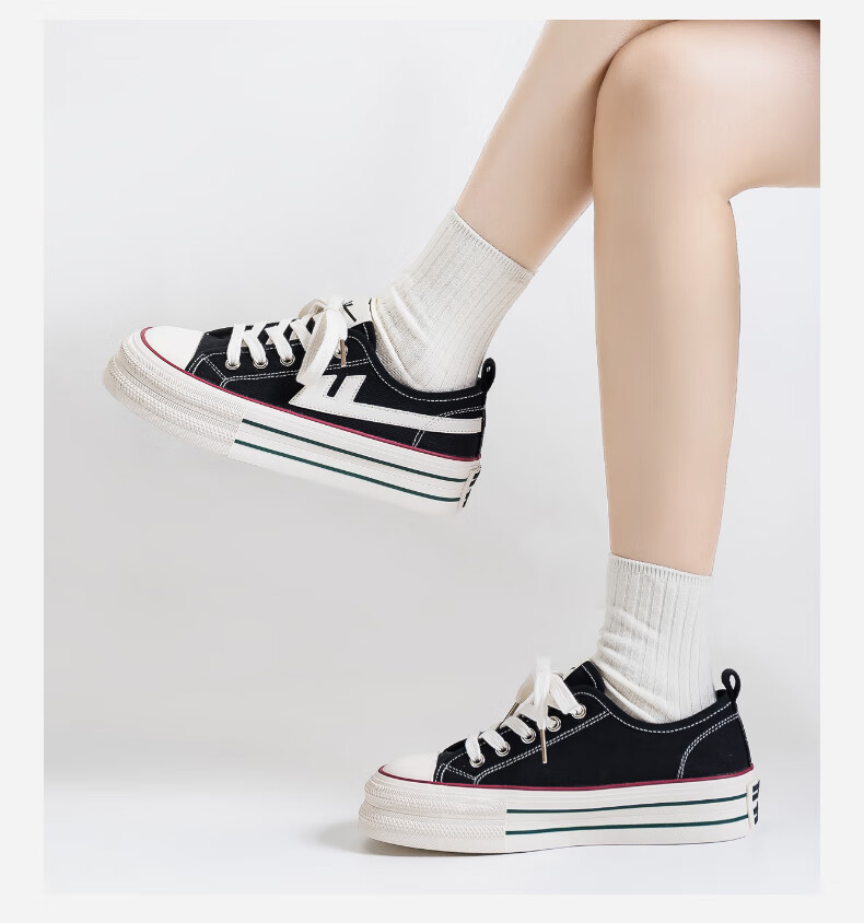 Warrior Official Women's Canvas Shoes, Breathable Versatile Casual Shoes for Summer 2026, Black, Size 39 9