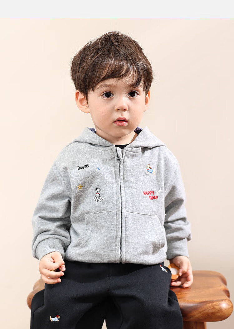 LUSON Little O Dad Boys' Baby Jacket Spring Hooded Red 2025 New Boys' Sweatshirt Baby Cardigan Spring Autumn Wear 15