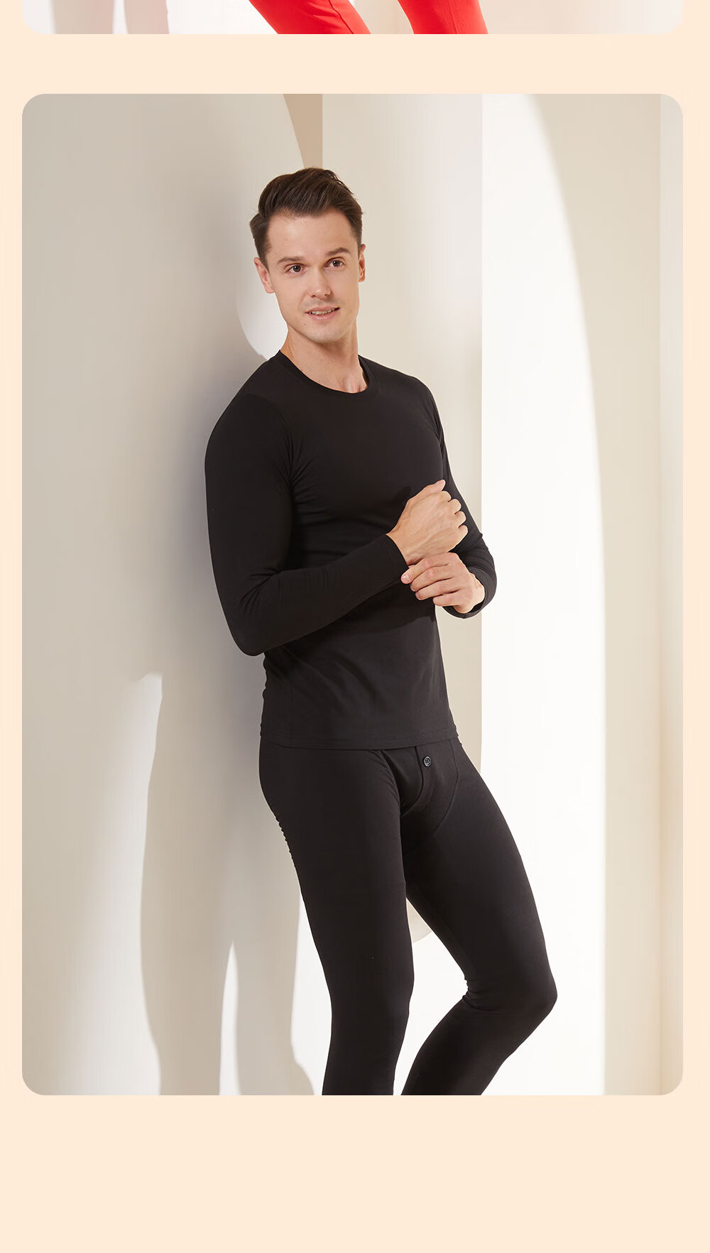 GUJIN 95% Cotton Seamless Thermal Underwear Set for Men, Thickened Heat Retaining Autumn Winter Long Johns and Top, Cold Protection Warm Clothing 15