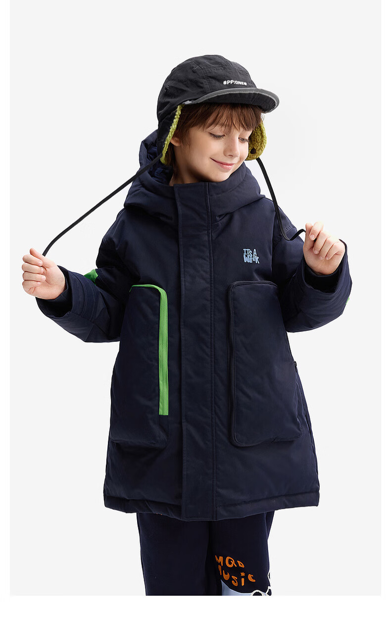 MQD Kids Down Jacket 2024 Winter New Boys Hooded Thick Warm Workwear Coat for Older Children 2