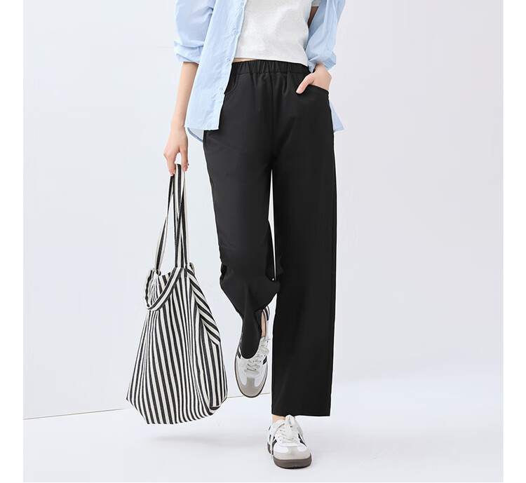Giordano Outdoor Women's Summer Wear, High-Tech Cooling Antibacterial Elastic Waist Straight-Leg Cropped Pants 05425063 19