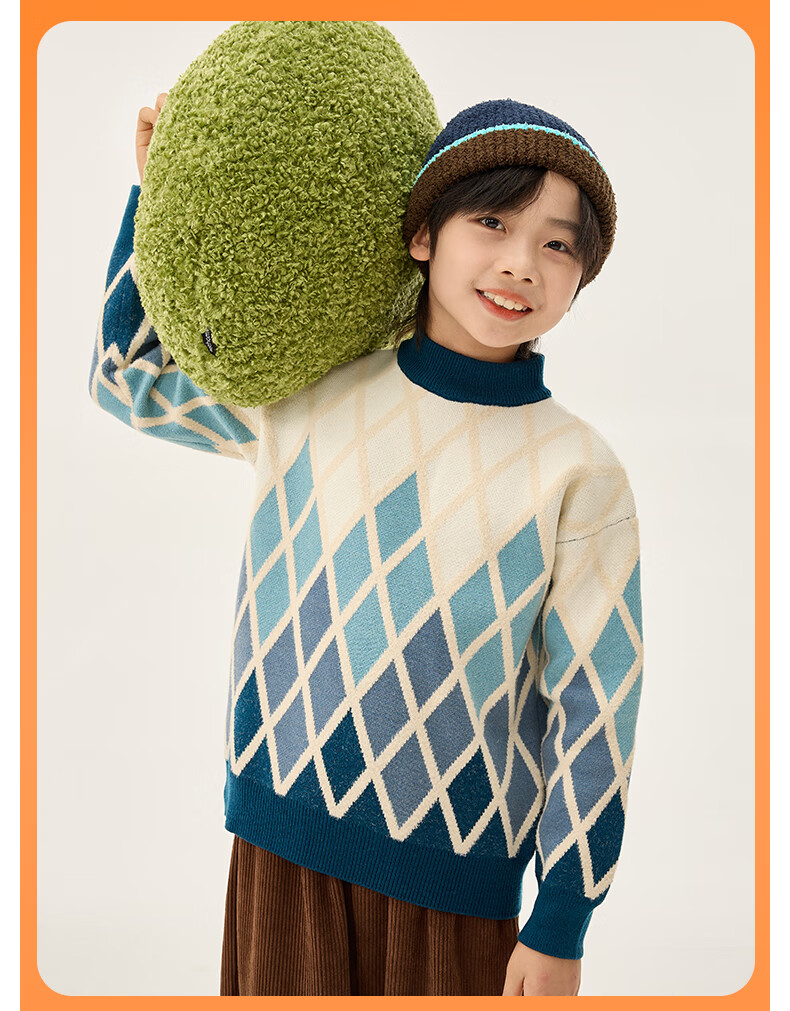 Jeanswest Kids Boys Sweater Autumn Winter 2025 New Children's Knitwear Warm Clothing Girls Half Turtleneck Base Shirt 11