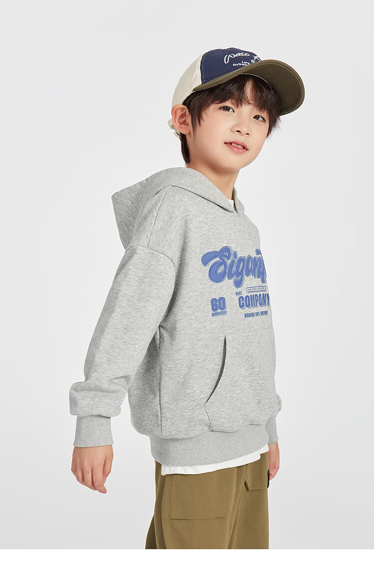 Duoduo Home [Kangaroo Pocket] Boys' Red Hoodie Sportswear Casual Spring American Letter Print Top for Older Children 15