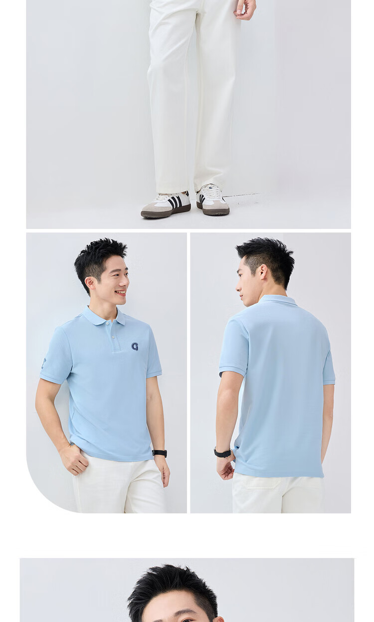 Giordano Comfortable Antibacterial Polo Shirt for Men, High-Tech Cooling Letter Embroidery Lapel Short-Sleeve Top 01015397 15