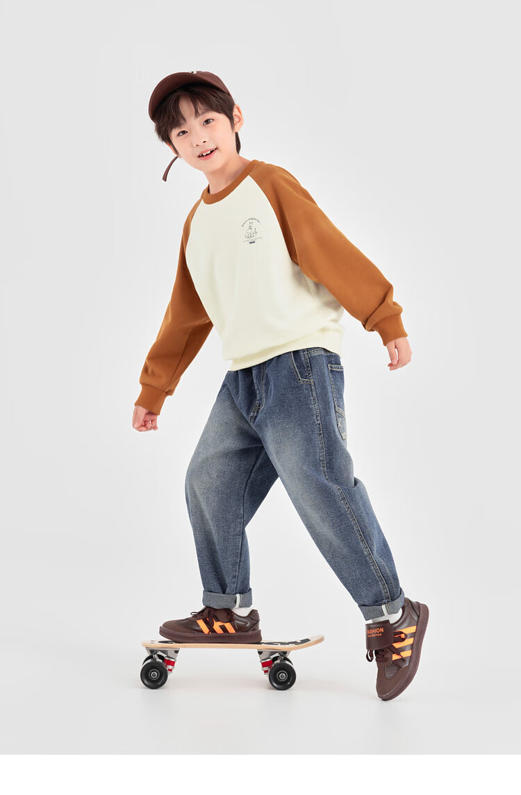 Duoduo Boys Sweatshirt Kids Autumn 2025 New Colorblock Raglan Sleeve Loose Casual Pullover Top 31
