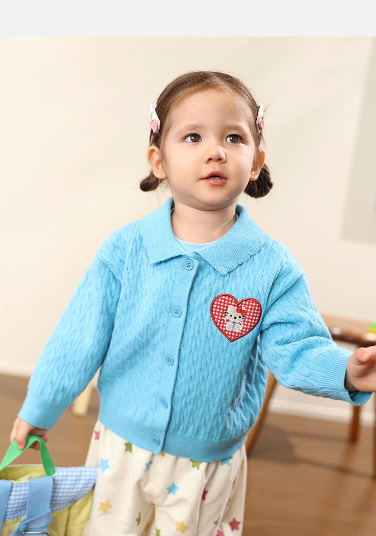 LUSON Little O Dad Baby Girls' Sweater Cardigan 2025 Autumn New Baby Knitted Warm Stylish Jacket 26