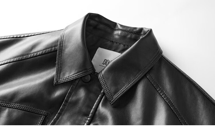 Duoduo Boys Casual Jacket Spring Autumn Fashion Stylish Trendy PU Leather Loose Fit Lapel Functional Windbreaker 15