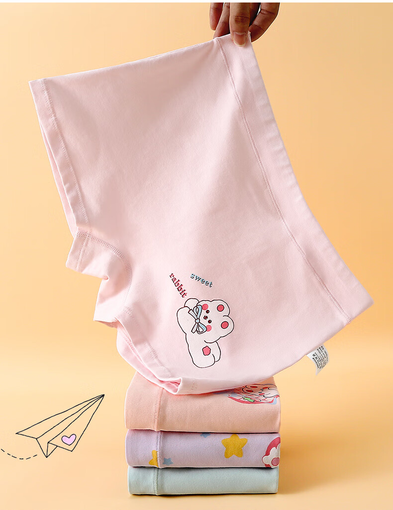 FENTENGCARE Children's Cotton Underwear Girls A-Class Antibacterial Cotton Panties 4-Pack Boxer Briefs for Ages 6-12 3
