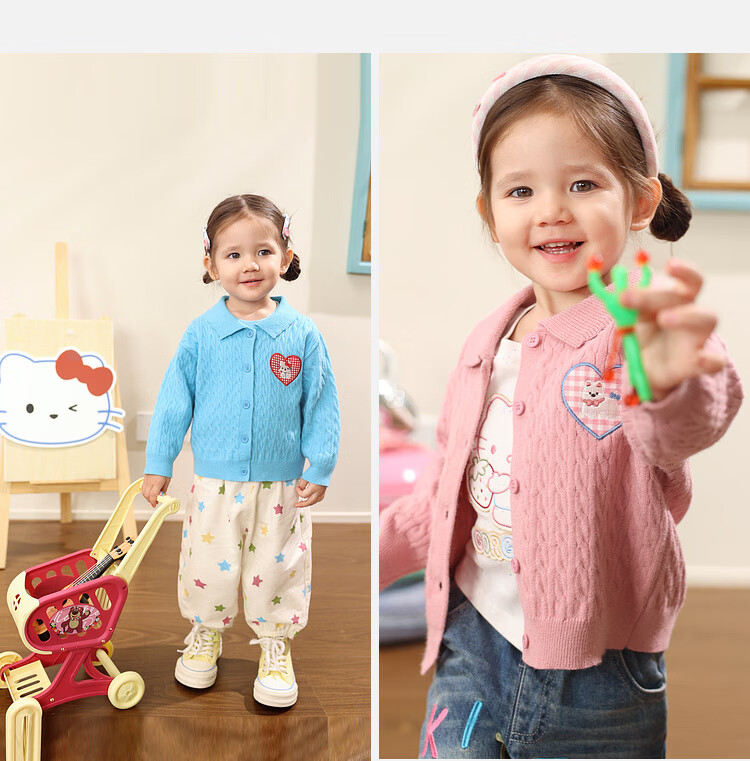 LUSON Little O Dad Baby Girls' Sweater Cardigan 2025 Autumn New Baby Knitted Warm Stylish Jacket 10