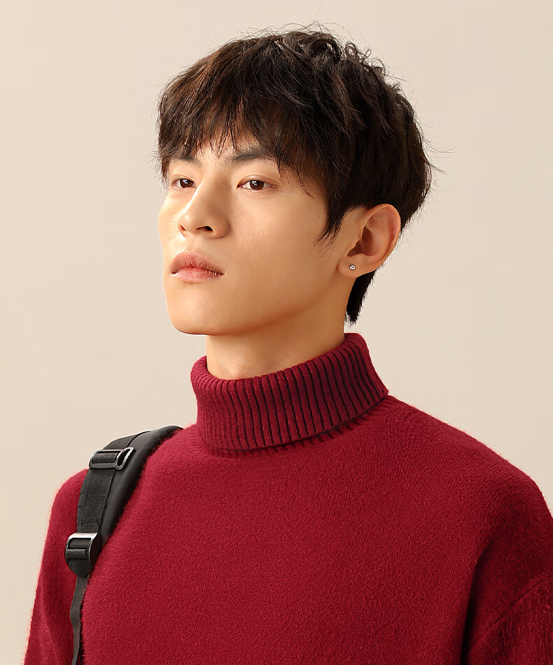 MINISO Men's Winter Turtleneck Sweater Soft Skin-Friendly Cashmere Blend Knitwear Off-White XL 10