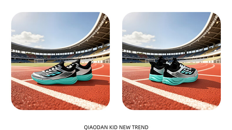 QIAODAN Boys' Kids Running Shoes Winter Leather Sports Shoes Lightweight Children's Shoes Black/Silver Size 38 6