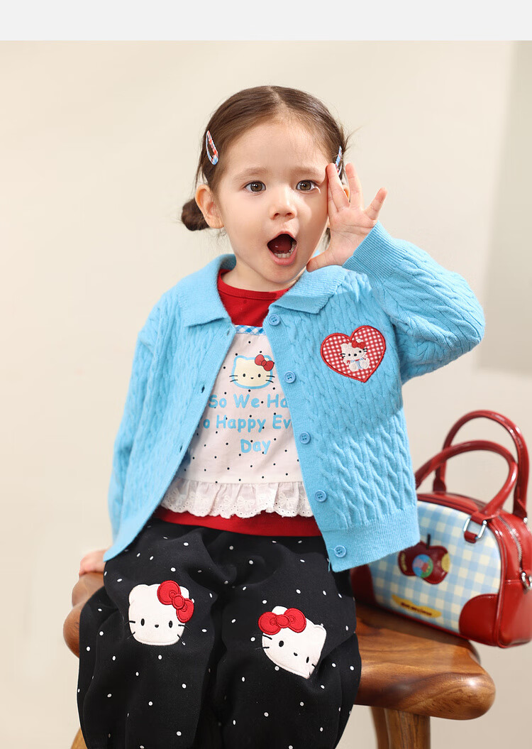 LUSON Little O Dad Baby Girls' Sweater Cardigan 2025 Autumn New Baby Knitted Warm Stylish Jacket 25