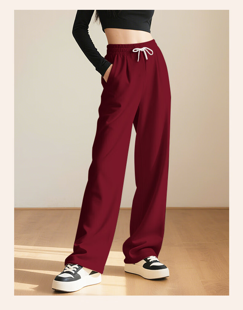 Baleno Women's Casual Pants Autumn Winter 2025 New High Waist Thick Wide Leg Straight Slim Fleece Lined Trousers 6