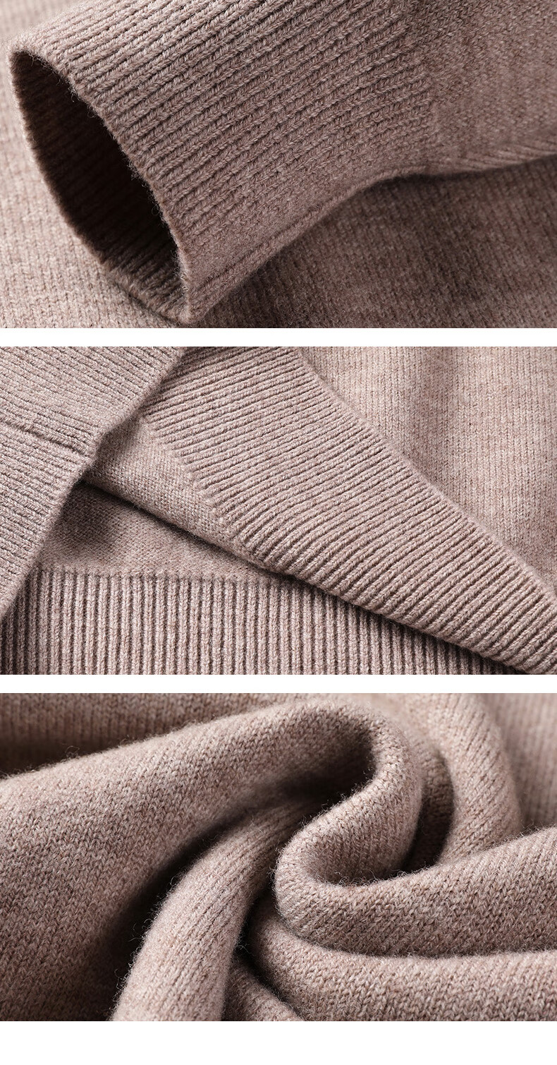 ROMON 100% Pure Wool Men's Thick Heavy 430G Warm V-Neck Casual Knit Sweater for Autumn and Winter 16