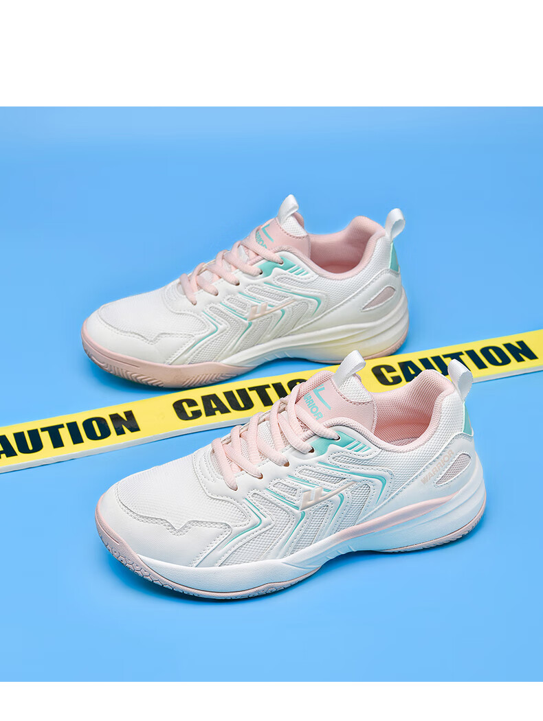 Warrior Badminton Shoes Table Tennis Shoes Tennis Shoes Training Shoes Unisex Parent-Child Model 1033 Size 40 White Pink 6