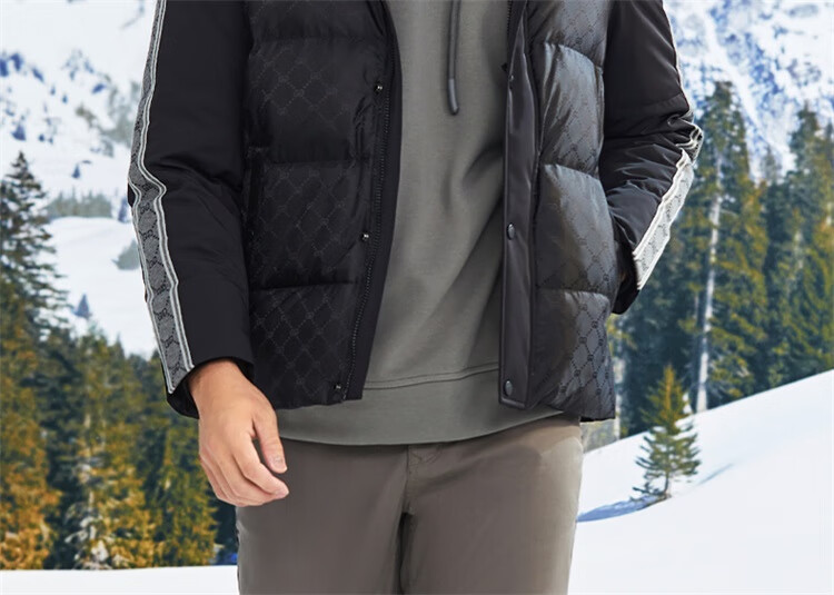 Goldlion GY Men's Short Down Jacket Autumn Winter Classic White Goose Down Three-Proof Detachable DGH0213-MK120 Black L 2