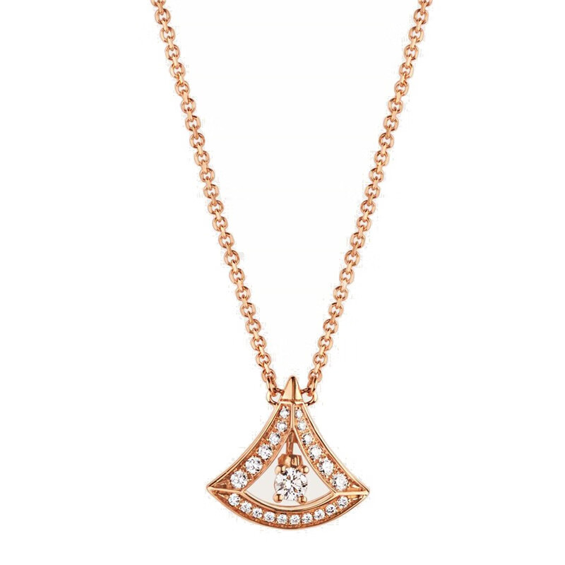 bvlgari 宝格丽 女士水钻大小渐变镶嵌镂空玫瑰金不规则圆圈项链