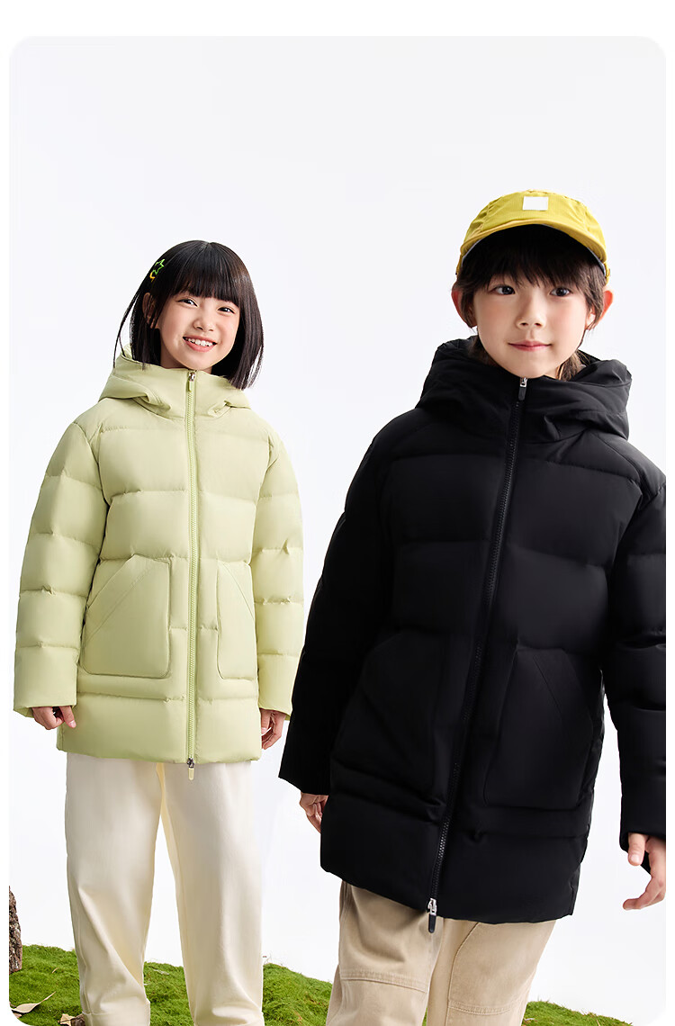 Annil Kids Boys and Girls Thermal Mid-Length Down Jacket 2025 Winter New Cold-Resistant Snow Willow Green 110 5