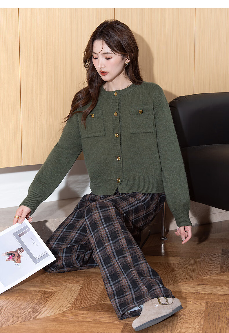 TonLion 2025 Autumn Winter New Small Fragrance Style Cardigan Sweater Women Round Neck Gentle Temperament Knitwear 19