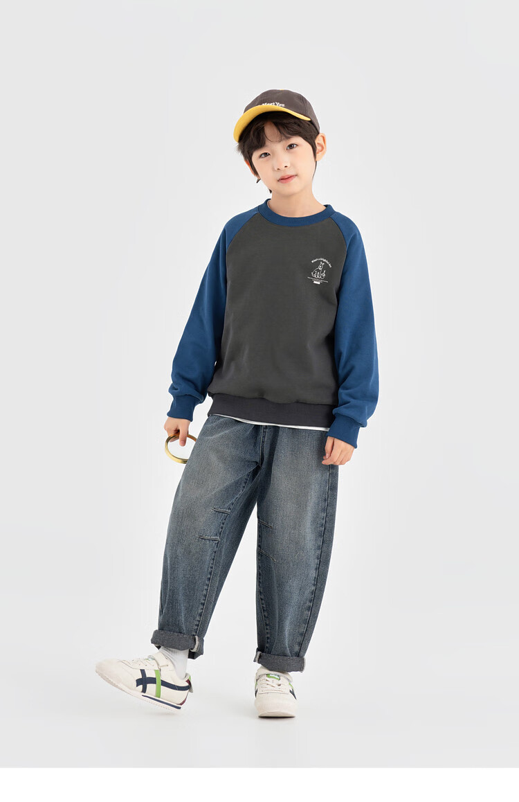 Duoduo Boys Sweatshirt Kids Autumn 2025 New Colorblock Raglan Sleeve Loose Casual Pullover Top 8