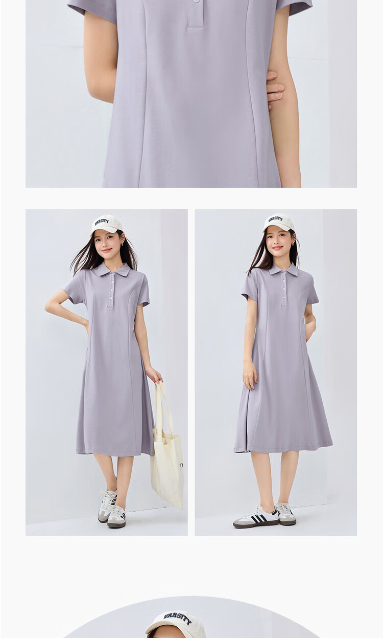 Giordano Women's New Pure Cotton Double-Sided Fabric Skin-Friendly Breathable Bone-Breaking Short-Sleeve POLO Dress 05465478 13