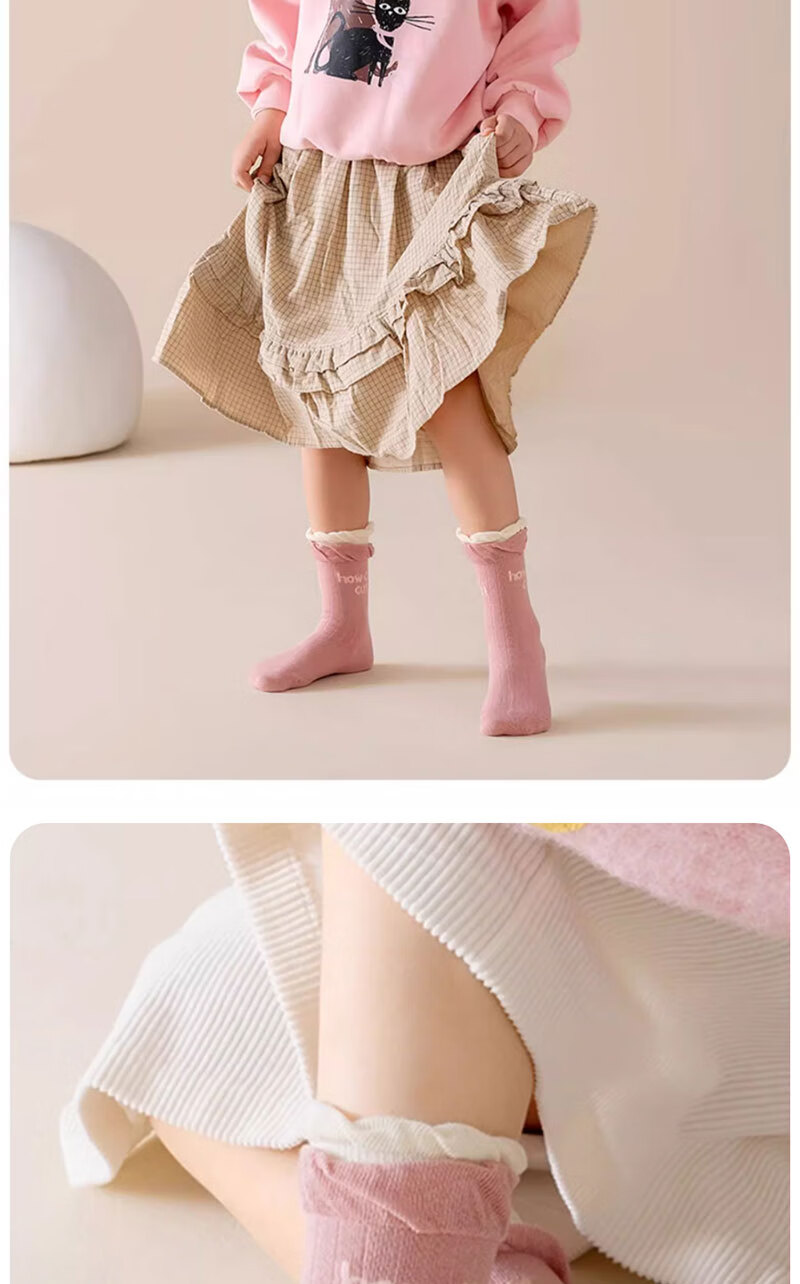 Детские носки Cotton Thirteen, осенне-зимние, хлопковые, средней длины, впитывающие влагу, дышащие, кружевные, принцессные, для девочек, 10 пар