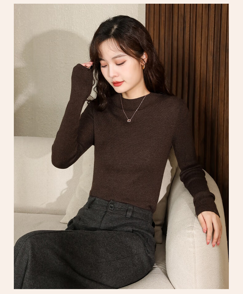 Baleno 2025 Autumn Winter New Women's Knitwear Half Turtleneck Pullover Slim Wool Sweater Top Thin Base Layer 11