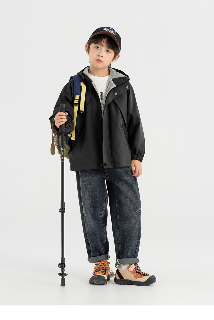 Duoduo Family 2026 Spring Autumn Kids Hiking Jacket Outdoor Warm Thin Fleece Water-Repellent Hooded Windproof Coat for Boys 30