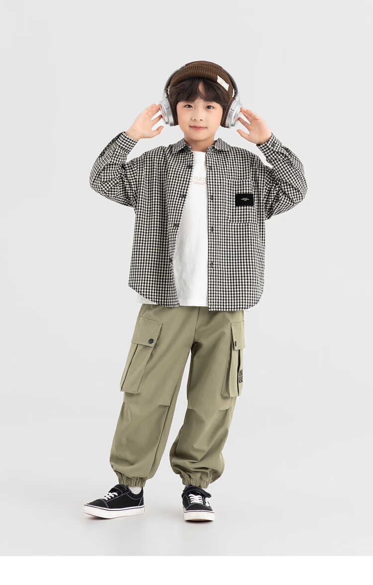 Duoduo Home Korean Style Black and White Check Boys' Long Sleeve Soft and Skin-Friendly Shirt Spring and Autumn Trendy Casual Top 11
