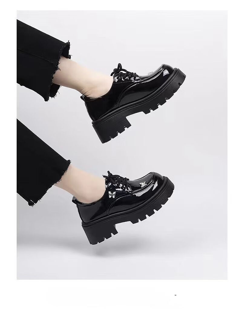 Global Platform Loafers Women 2026 New Summer Bowknot Versatile Casual Black Leather Shoes Height Increasing Flats 11