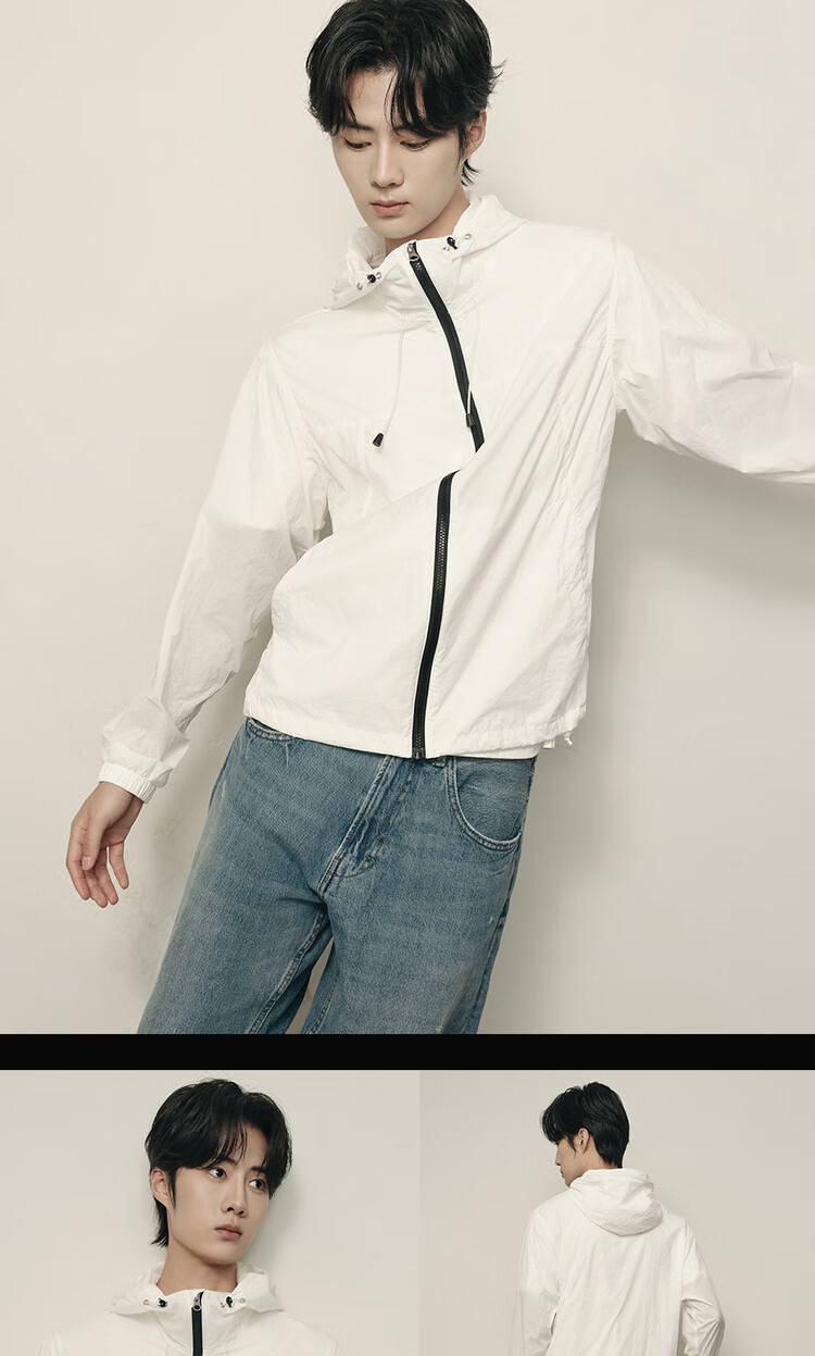 Giordano [Korean Celebrity Style] Casual Cycling Jacket Men Drawstring Hooded Lightweight Windbreaker 01075531 19