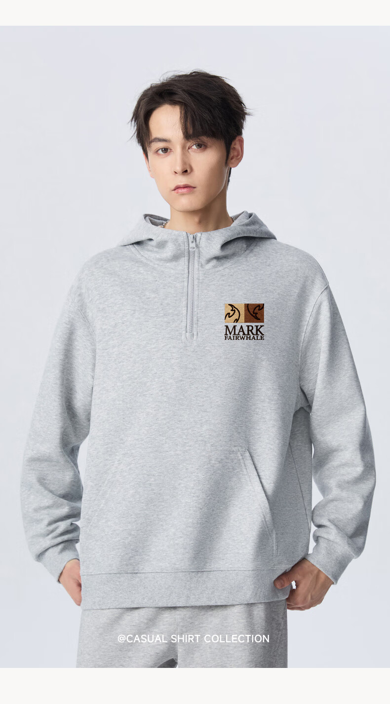 Mark Fairwhale Men's Hoodie Autumn Winter 2025 New Half-Zip American Style Loose Casual Pullover Wine Red XL 7