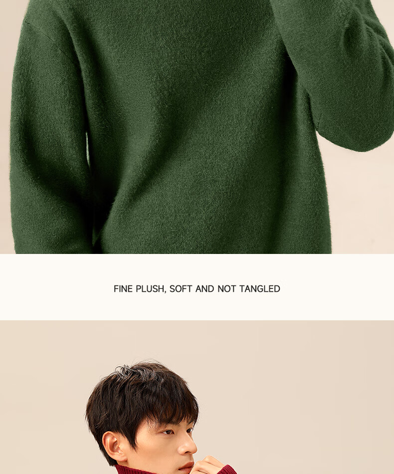 MINISO Men's Winter Turtleneck Sweater Soft Skin-Friendly Cashmere Blend Knitwear Off-White XL 8
