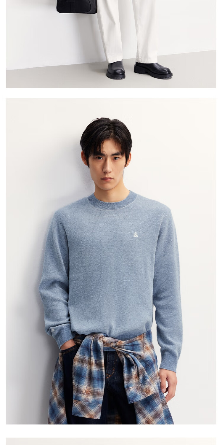 JACK&JONES Men's Autumn Sweater Knitwear Casual Solid Color Skin-friendly Embroidered Trendy Long Sleeve Top 225313025 7