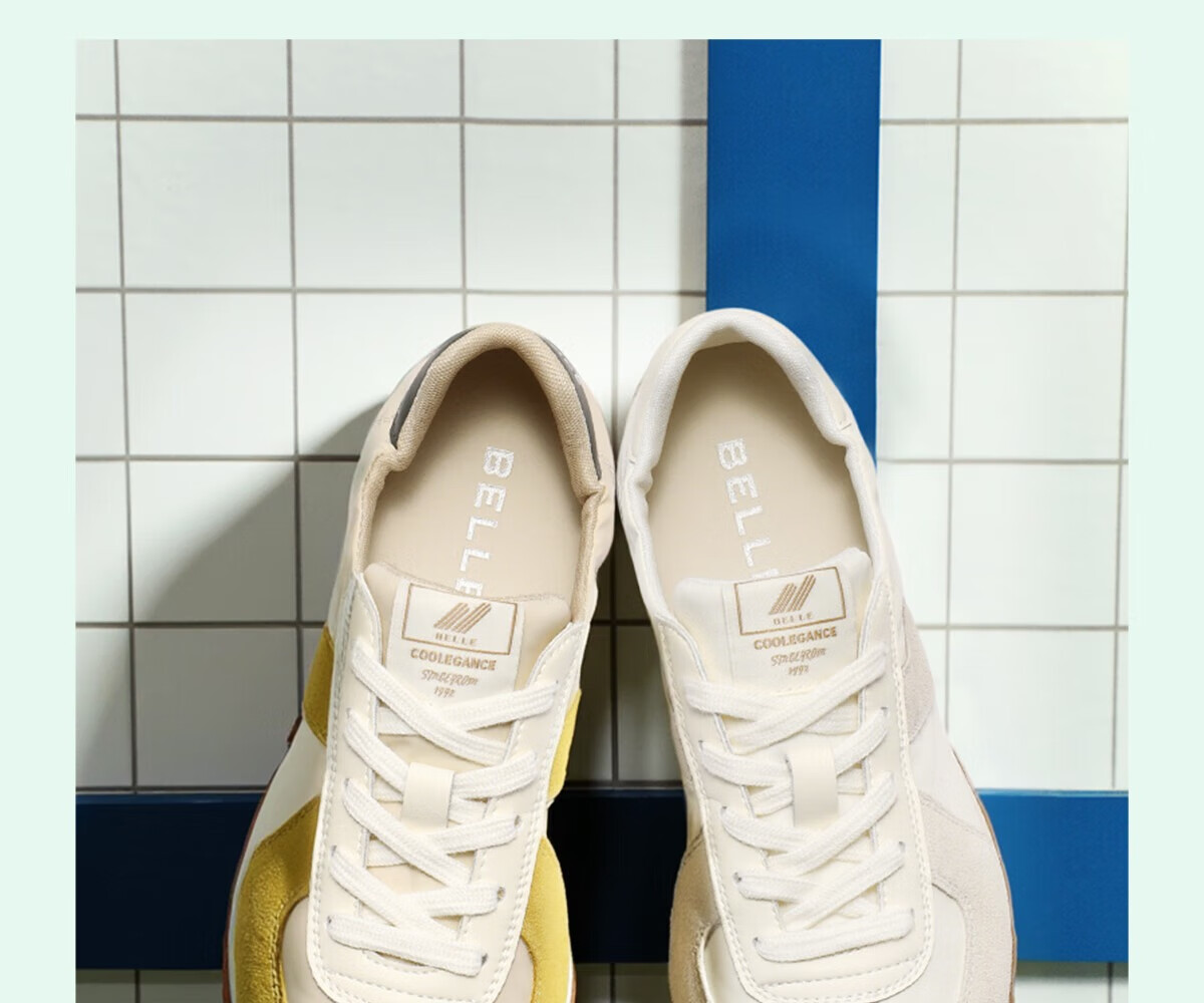 Belle Lightweight Oxygen Agan Training Shoes for Women Student Autumn New Lightweight Height Increasing Casual Shoes B2660CM5 Cream White 36 10