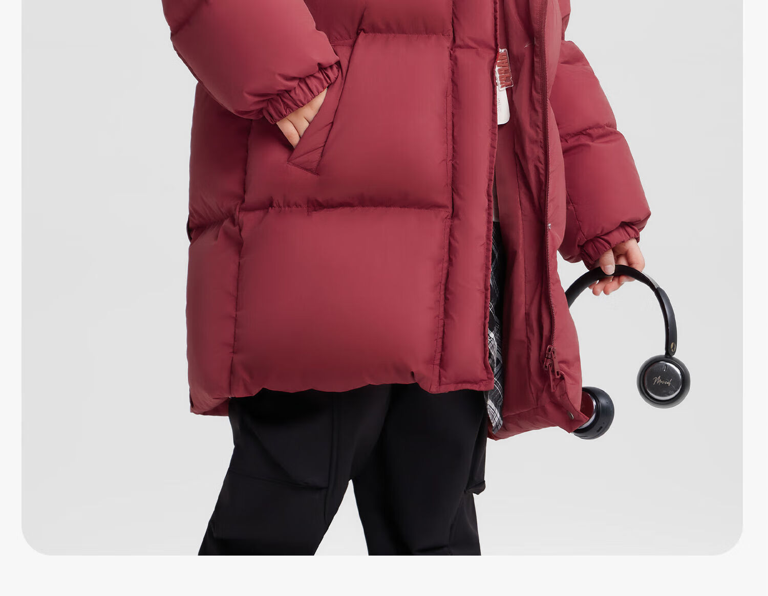 Zuo Xi Boys' Mid-Length Down Jacket Winter Warm Thickened Hooded Coat Red Size 130 New Year Outfit 51