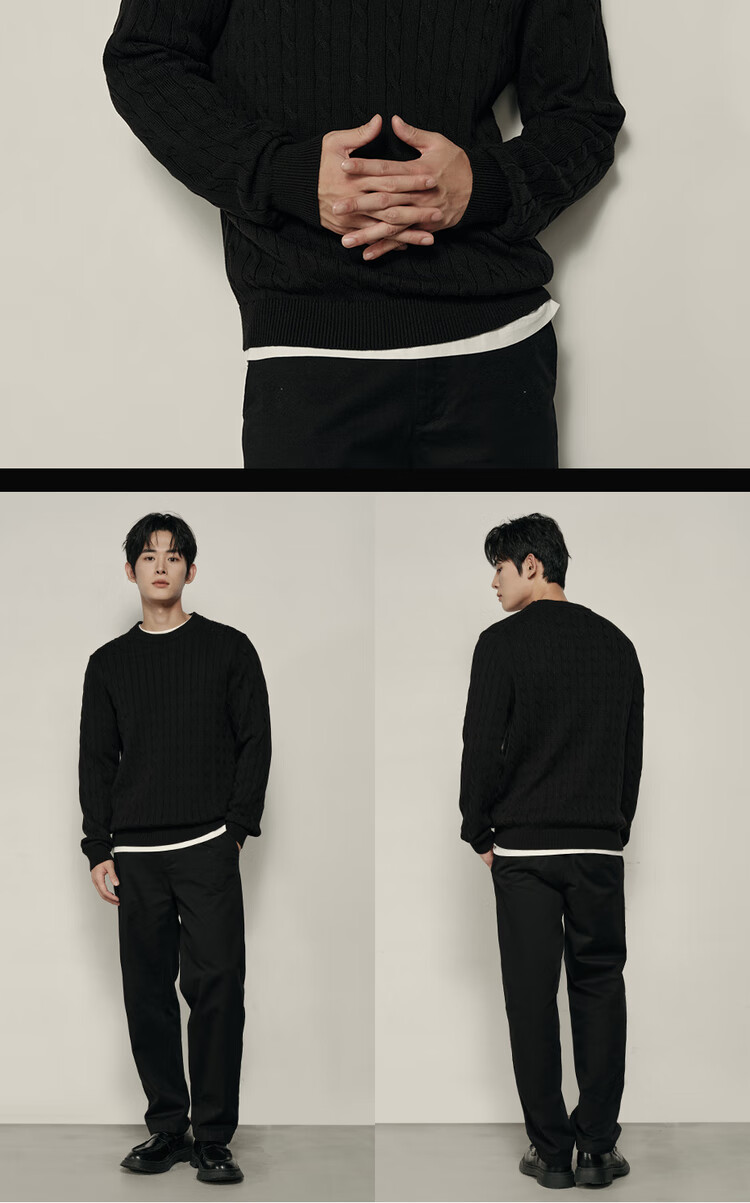 Giordano Men's Cable Knit Sweater New College Style Crew Neck 01055731 Korean Celebrity Edition 20