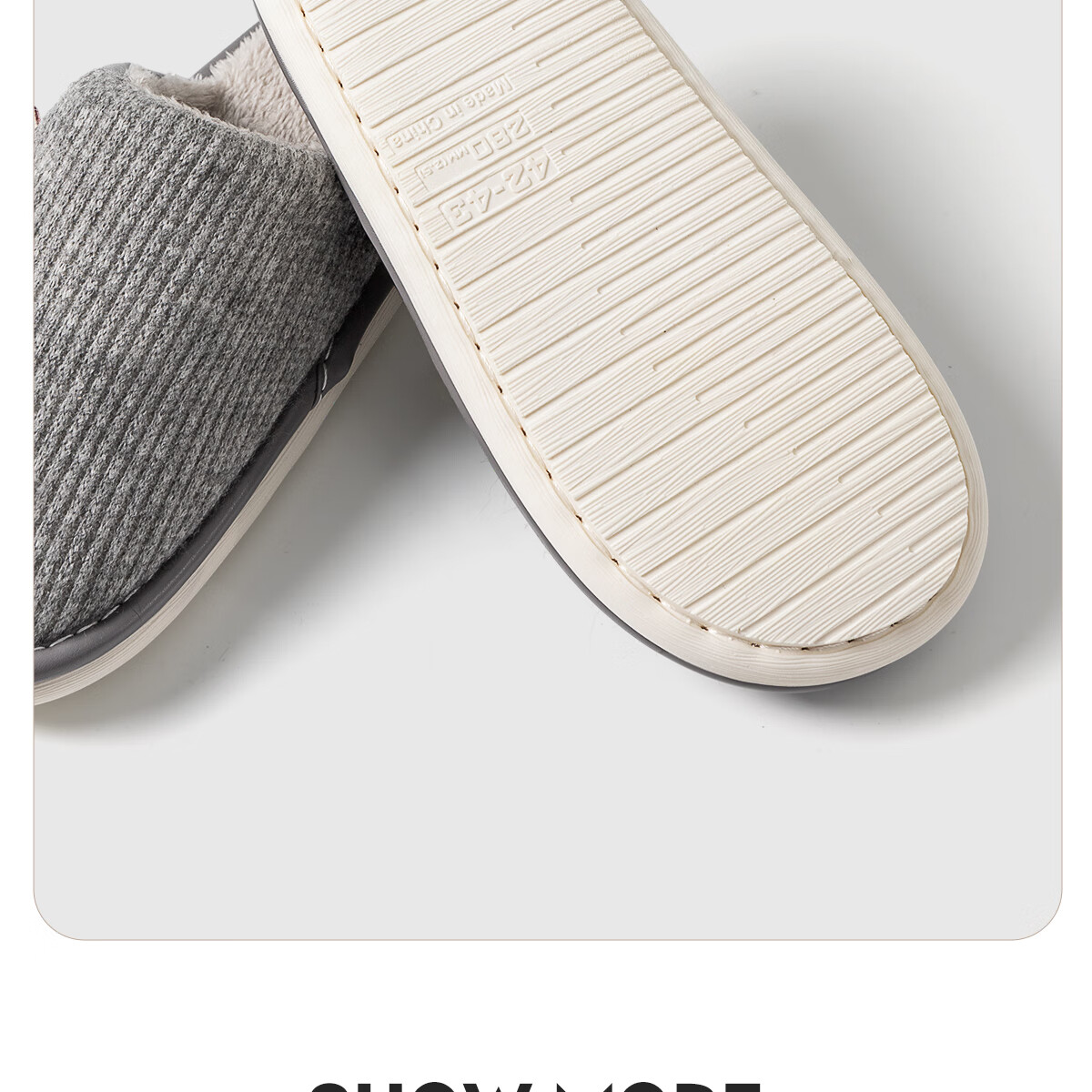 Runrou Cotton Slippers for Men, Winter Home Use, Warm Fleece-Lined, Large Size, Indoor Non-Slip, New Style for Autumn 2025 Floor Slippers 4