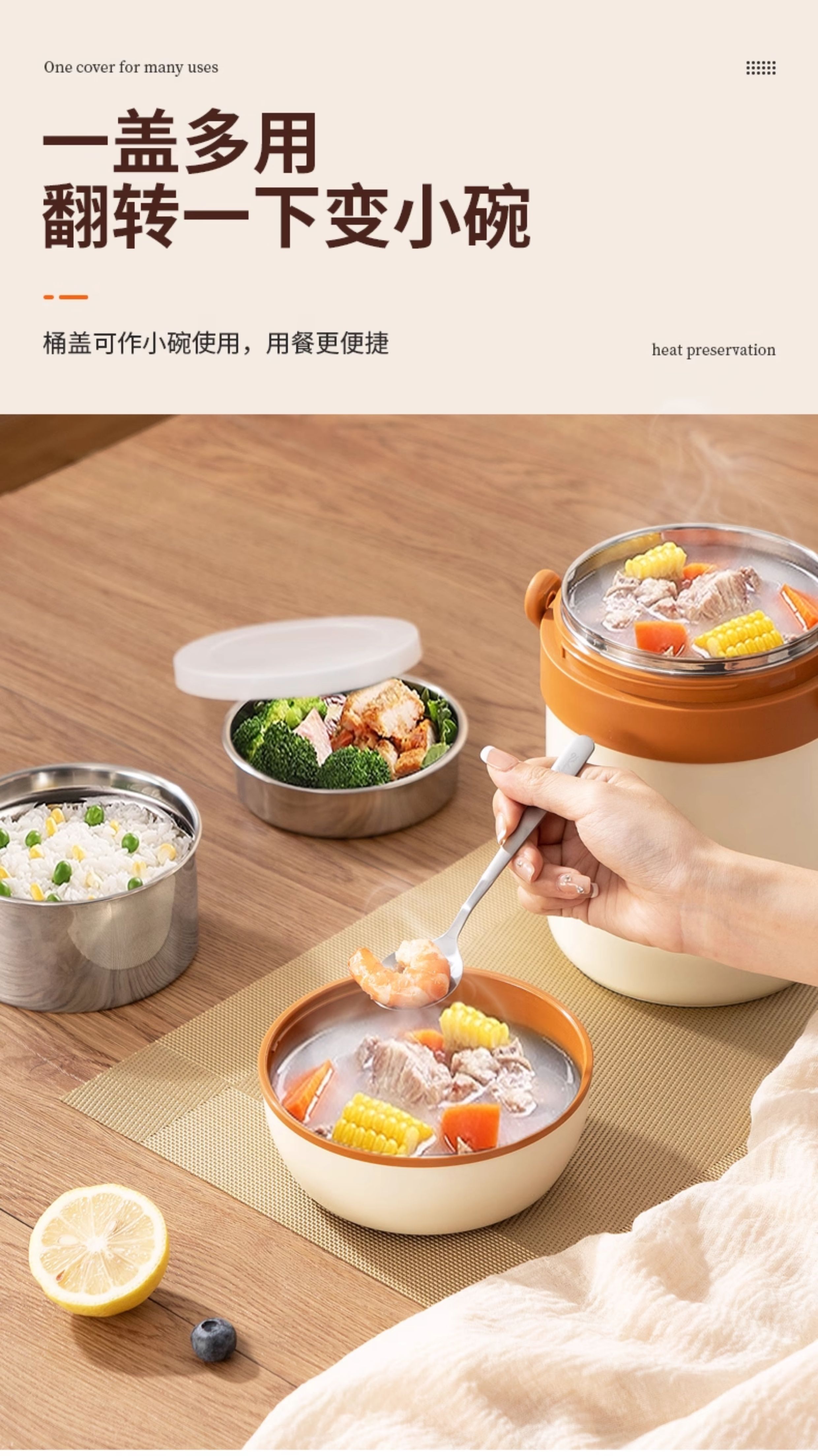 GuofenG Insulated Lunch Box Sleeve Winter 24-Hour Long-Lasting Insulation Large Capacity 304 Antibacterial Insulated Pot 2.1L 4